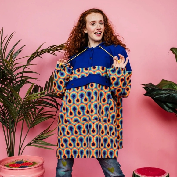 Rain Poncho in Blue/Rainbow Print Regular price $209.00 - Picture 1 of 9